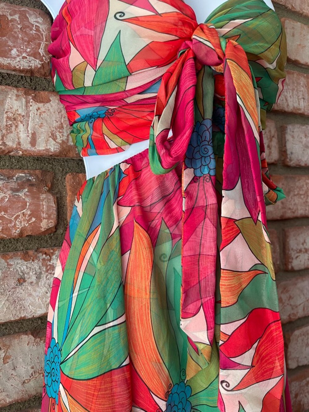 Ronny Kobo Natasha Dress Floral Halter Maxi Gown M - Picture 6 of 16